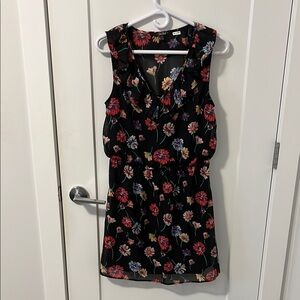 Floral Sleeveless Black Dress